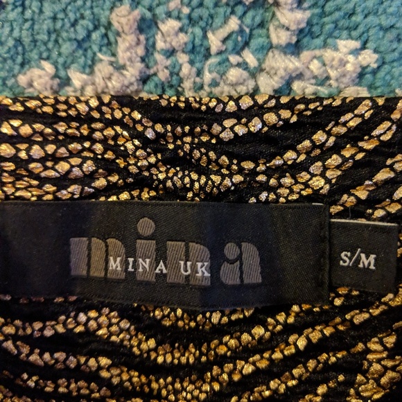 Gold and Black Metallic Animal Print Dress - Picture 2 of 2